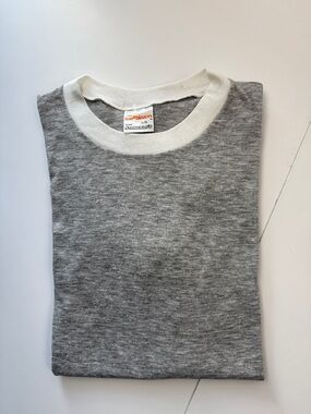 Vintage Stanfields Grey and White Ringer Tee for women
